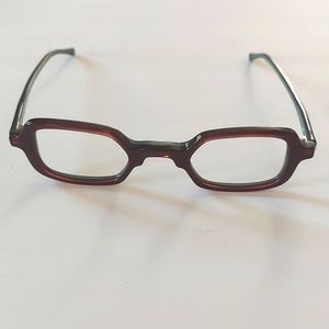 NWOT Anne et Valentin Red Frame With Grey Trim Lunettes  No Lenses